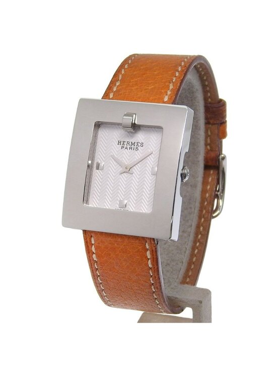 Hermes Stainless Steel Leather D Quartz Analog Display White Dial Watch main image 9